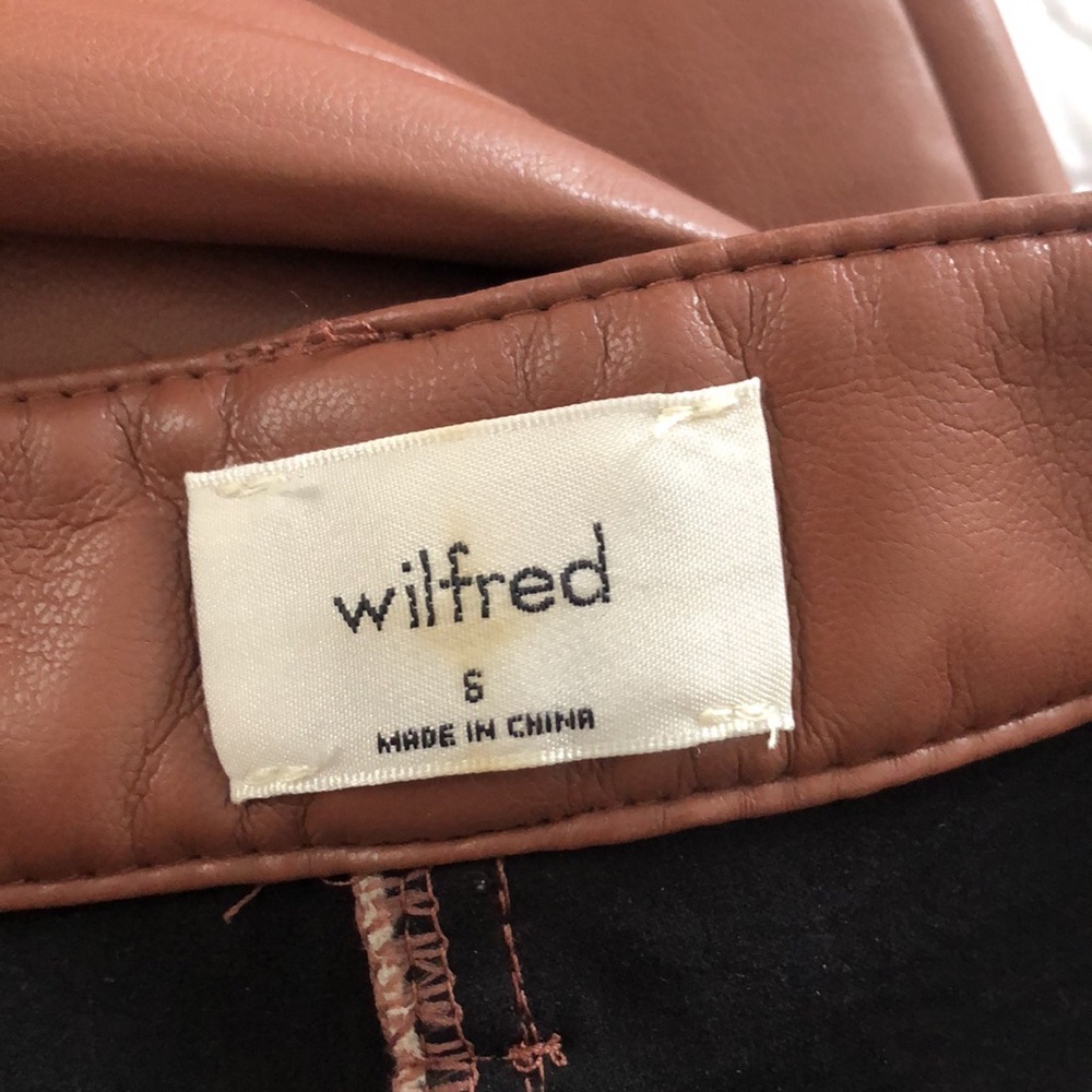 Wilfred Melina Vegan Leather Pants Pecan Brown High Rise Straight Leg - Picture 11 of 12